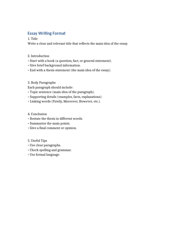 Essay Writing Format | PDF