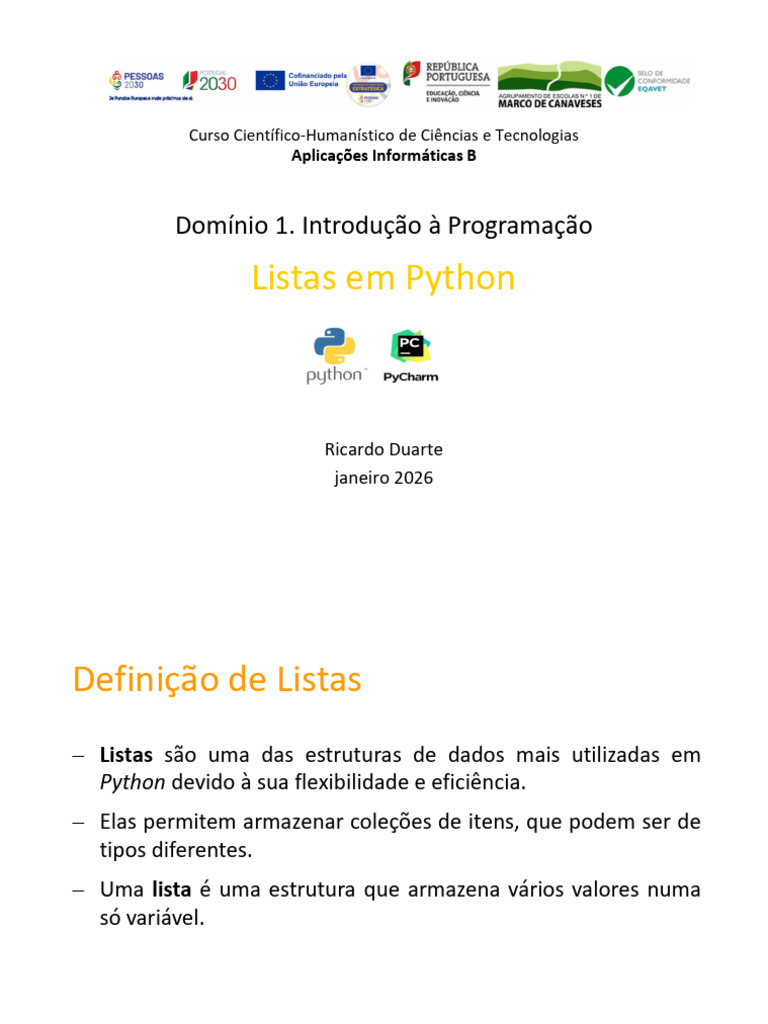 PP04 - Listas em Python Parte 1 | PDF | Python (linguagem de ...