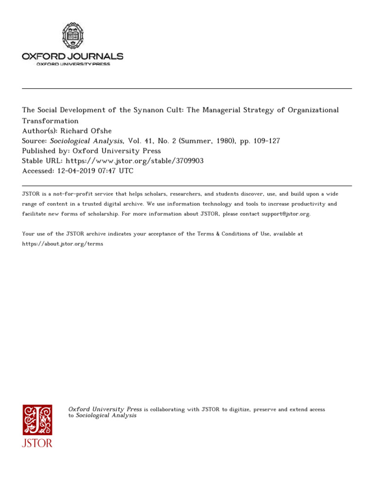 The Social Development of The Synanon Cult | PDF | Drug Rehabilitation ...