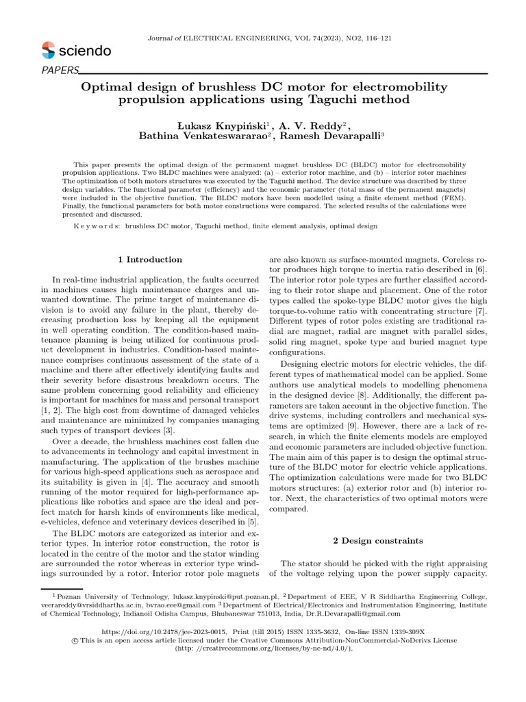 Optimal Design of Brushless DC Motor | PDF | Electric Motor | Magnetism
