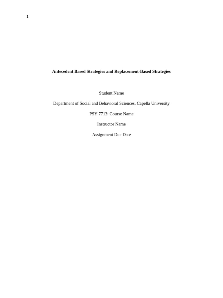 CF PSY7713 Antecedent Replacement Assignment Template | PDF ...