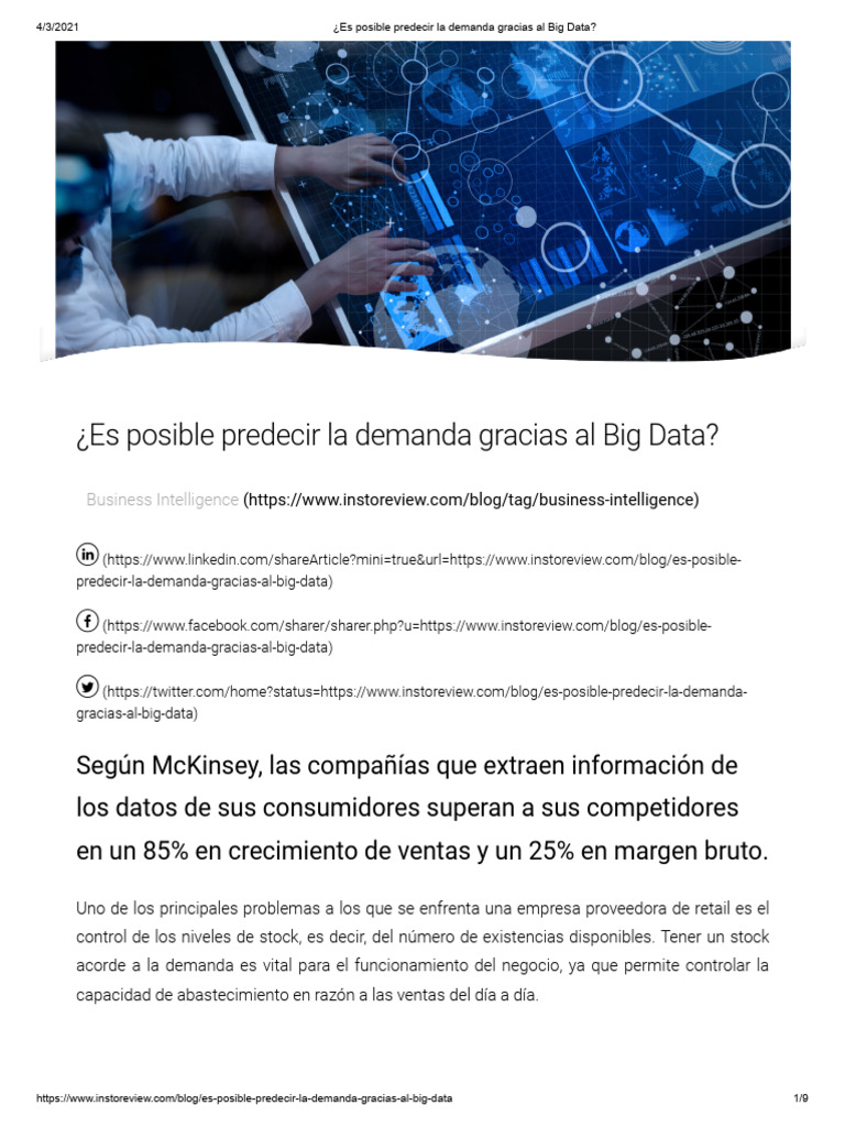 InStoreView Es posible predecir la demanda gracias al Big Data | PDF ...