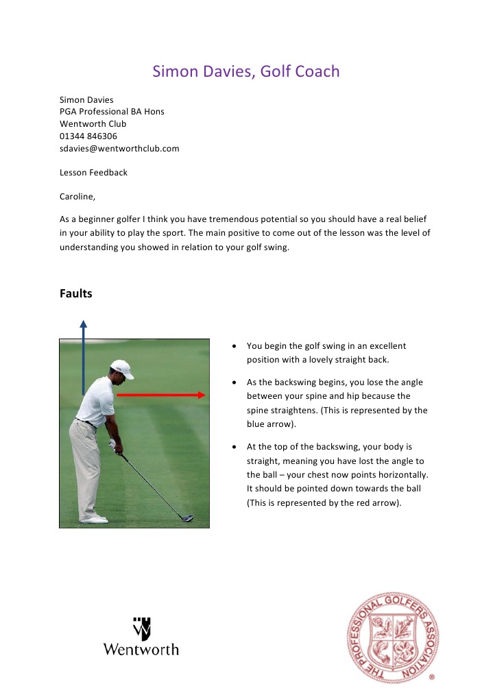 Golf Lesson Feedback for Beginners | PDF