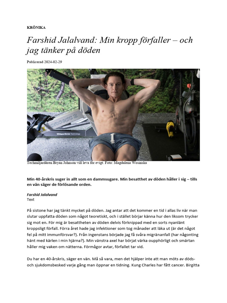 KRÖNIKA1_Min Kropp Förfaller Och Jag Tänker På Döden | PDF