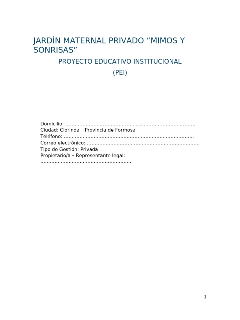 Ejemplo Proyecto Jardin Maternal | PDF | Educación de la primera infancia