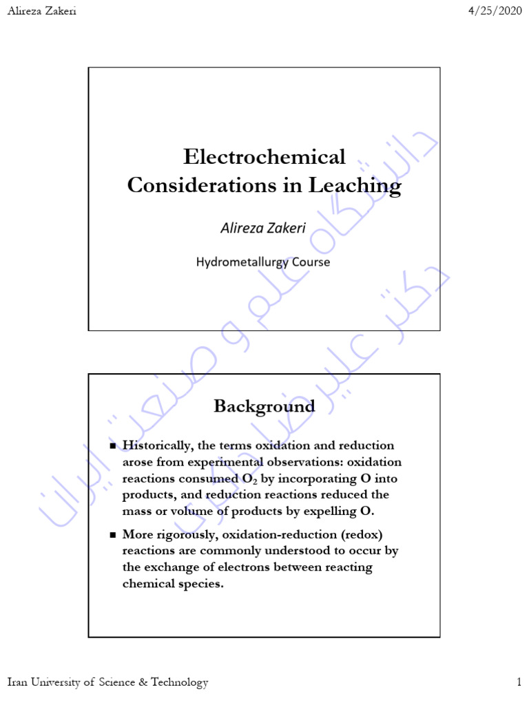 Electrochem Considerations Handout | PDF | Redox | Electrochemistry
