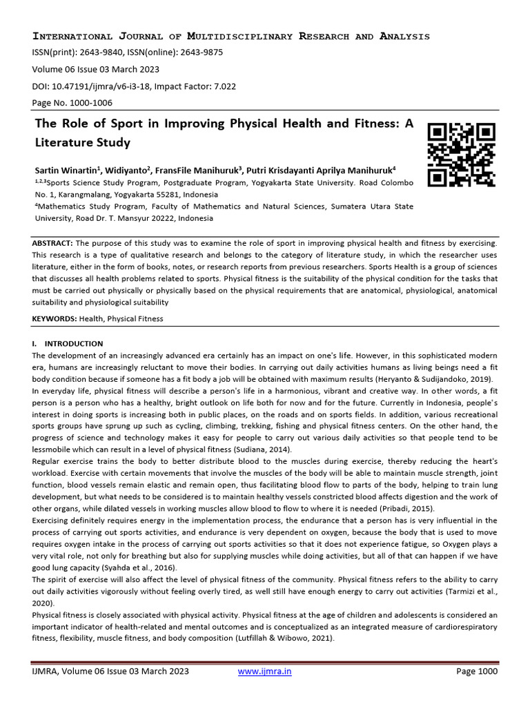 The Role of Sport in Improving Physical Health and (1) | PDF | Physical ...