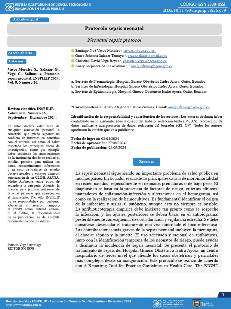 Protocolo Sepsis Neonatal | PDF | Septicemia | Microbiología