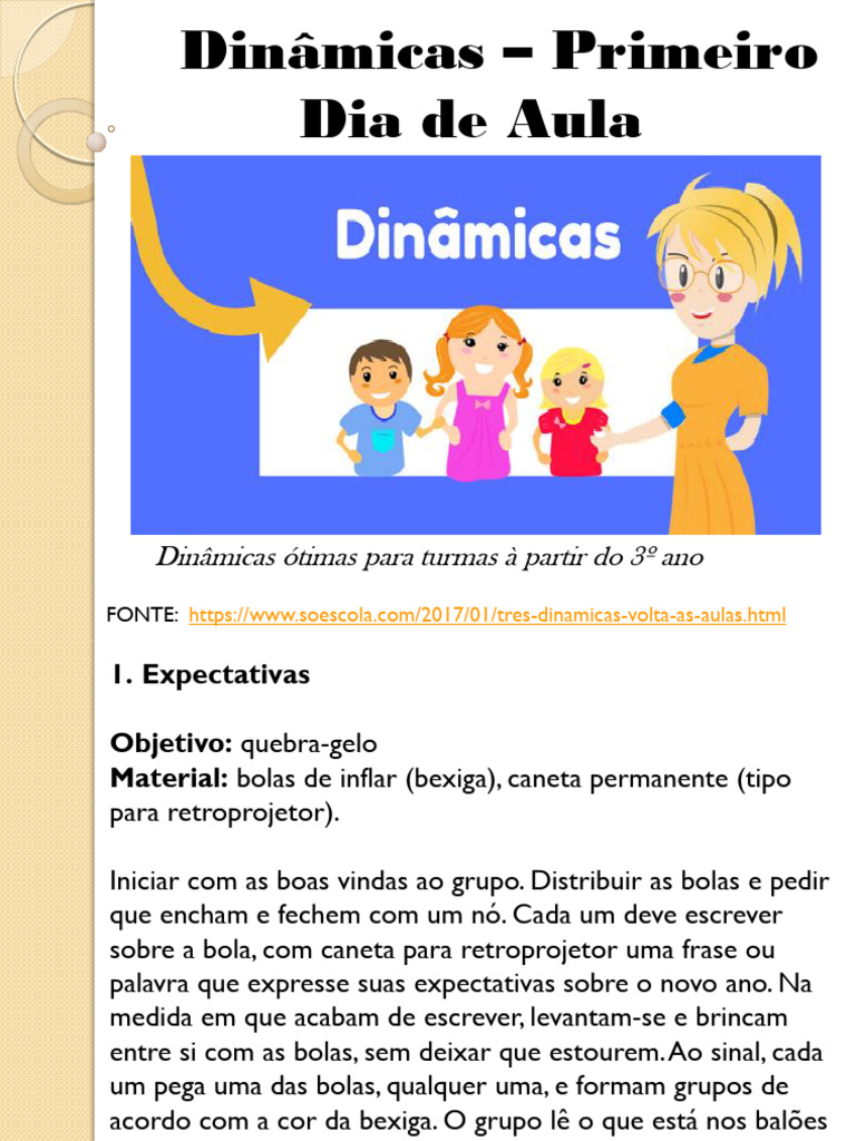 Dinamicas-Primeiro Dia de Aula - 260129 - 102134 | PDF