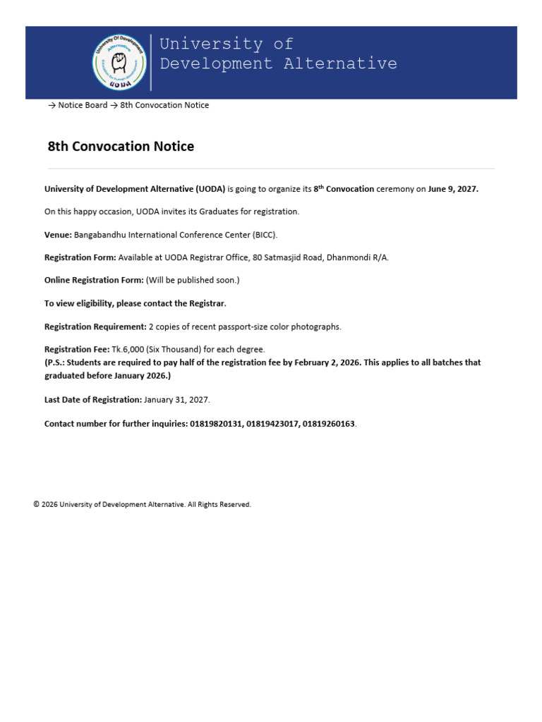 8th Convocation Notice | PDF