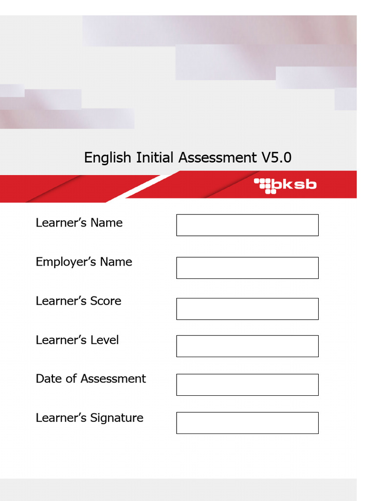 English Initial Assessment V5.0 | PDF