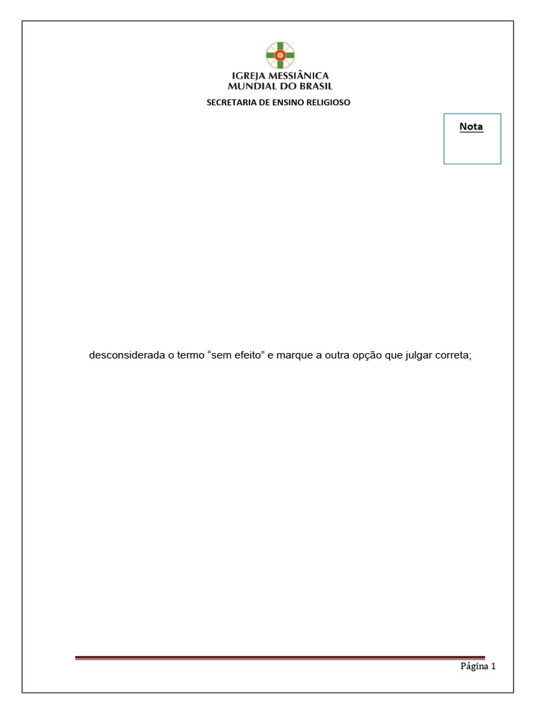 Prova - Nível 4 - Turma 4 - Prova de Admissão | PDF | Humano | Deus