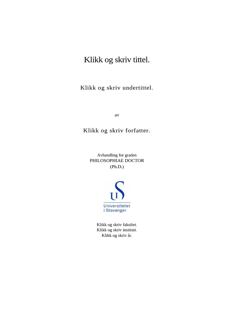 Mal_Bokmal_W (1) - Mal for Doktorgradsavhandling_0 | PDF