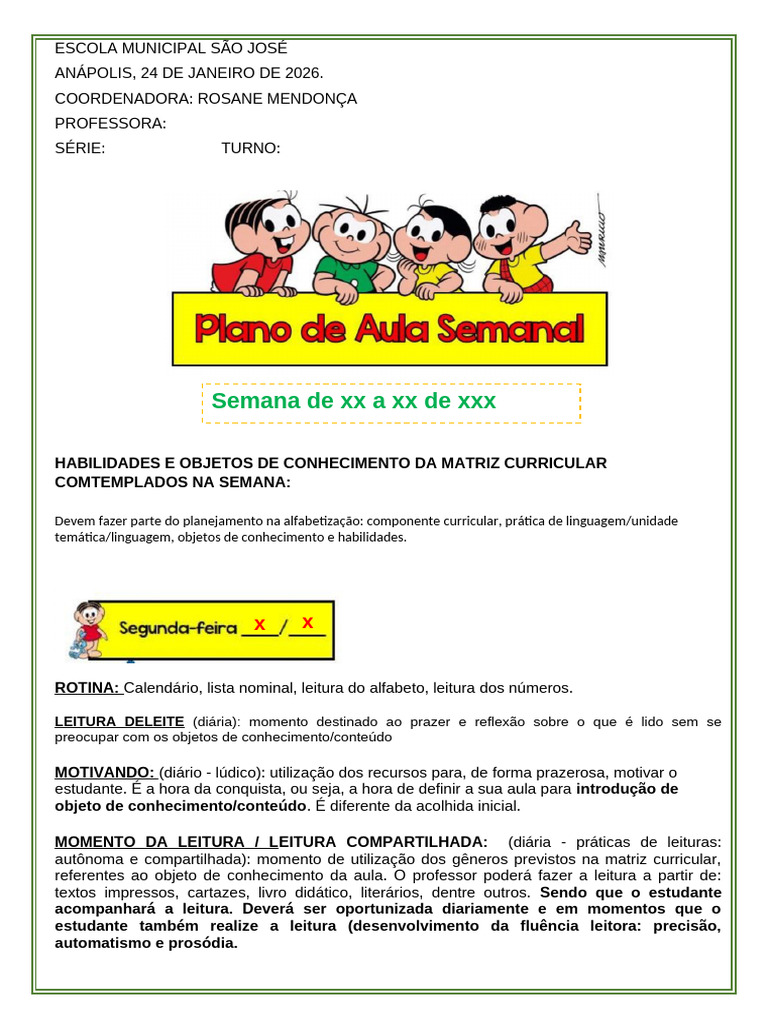 Matriz Do Plano de Aula 2026 | PDF | Pedagogia | Escrita