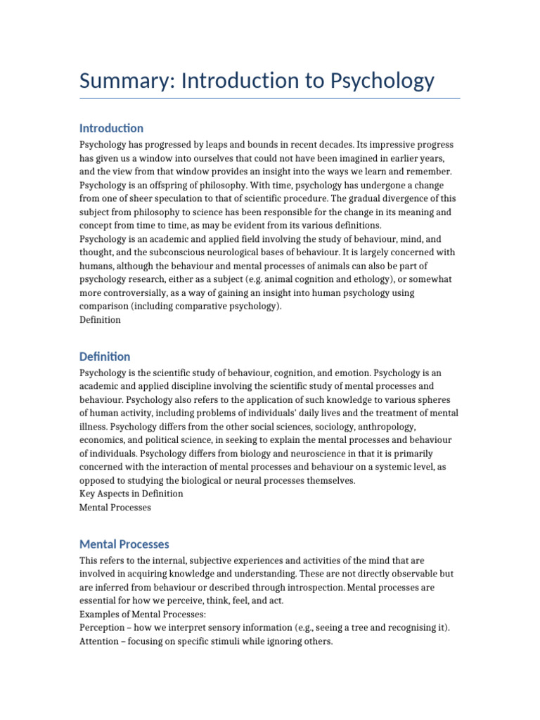 Summary Introduction To Psychology | PDF | Neuron | Psychology