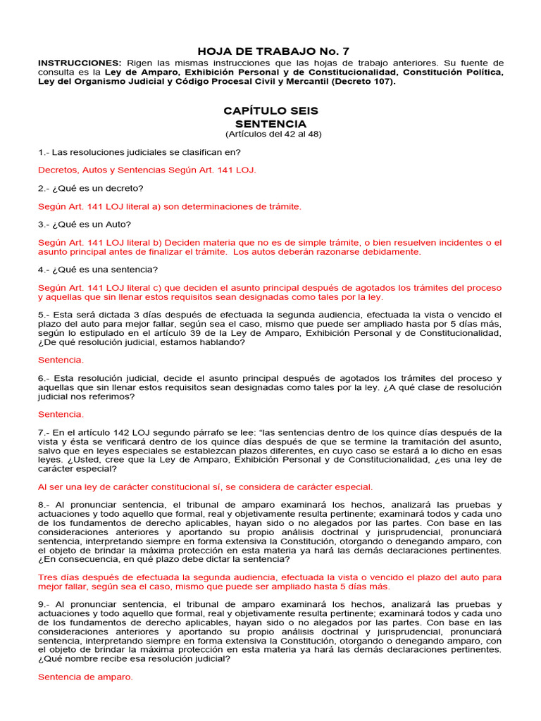 Hoja de Trabajo 7 Resuelta | PDF | Caso de ley | Sentencia (ley)