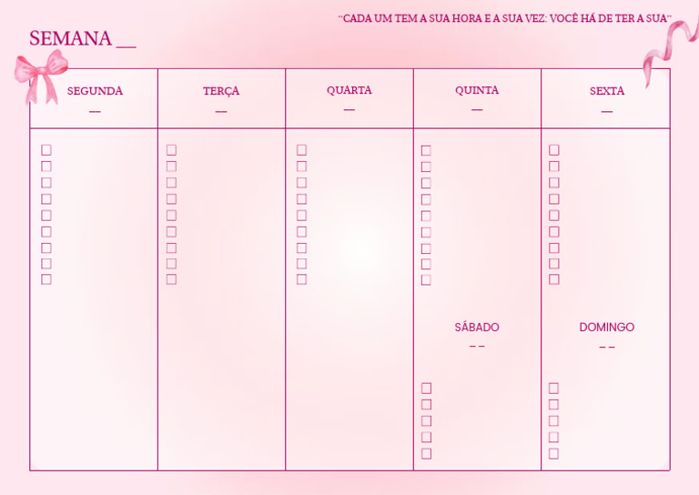 Template Planner Semanal ? (Rosa) | PDF