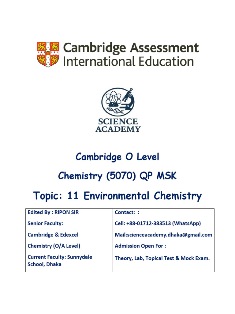 Environmental Chemistry MSK | PDF