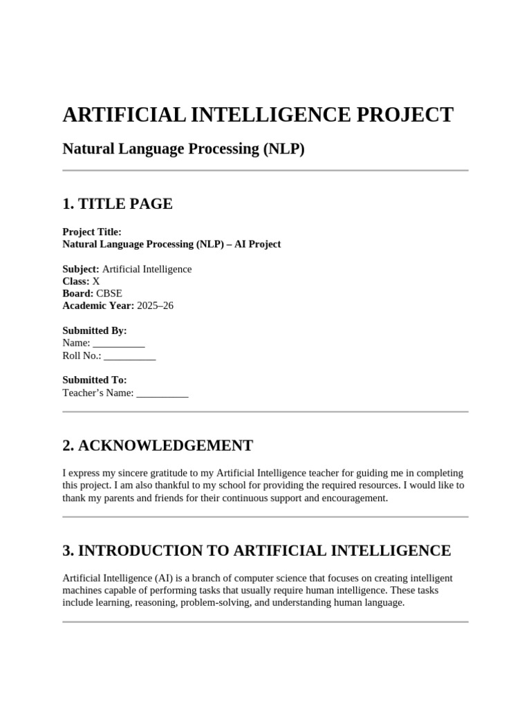 Project On NLP | PDF | Artificial Intelligence | Intelligence (AI ...