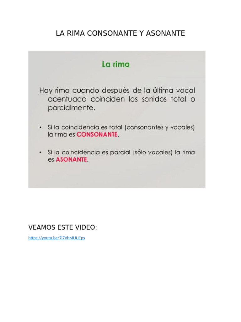 La Rima Consonante y Asonante | PDF