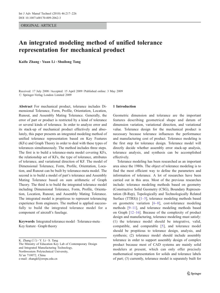 An Integrated Modeling Method of Unified | PDF | Engineering Tolerance ...