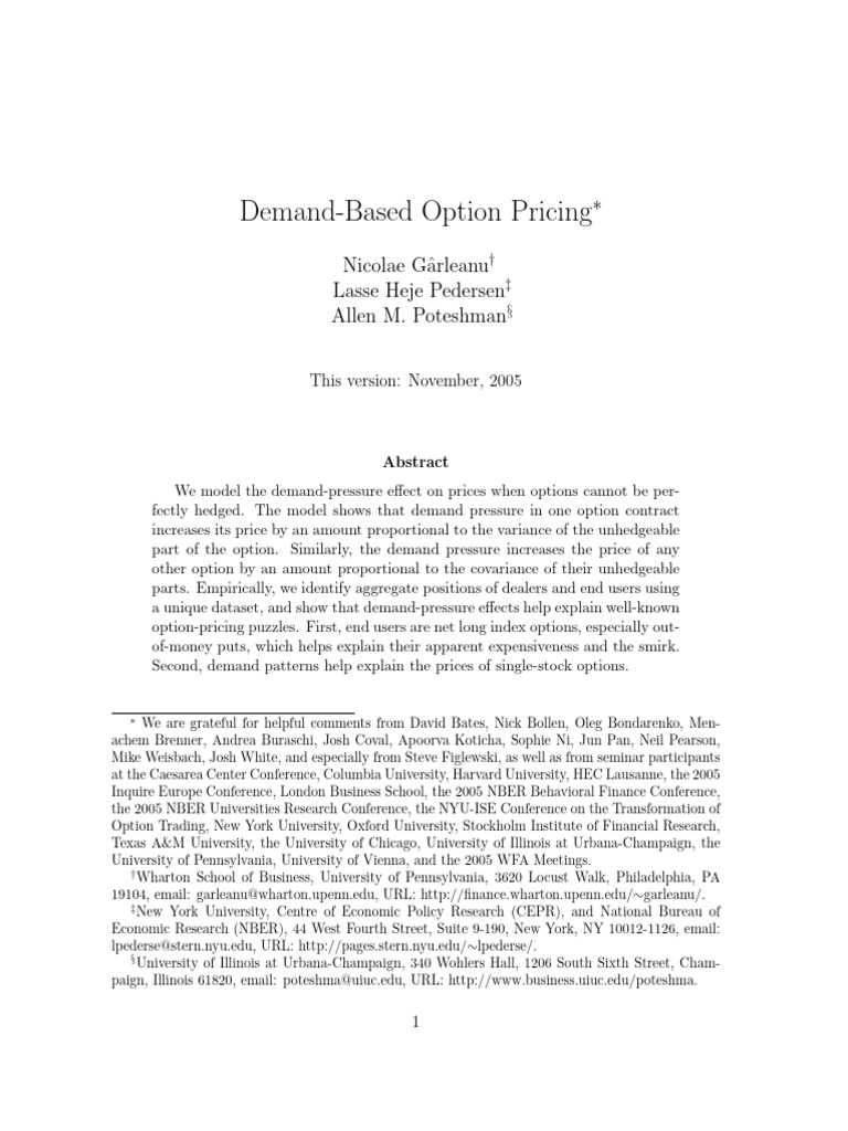 Demand-Based Option Pricing | PDF | Option (Finance) | Moneyness