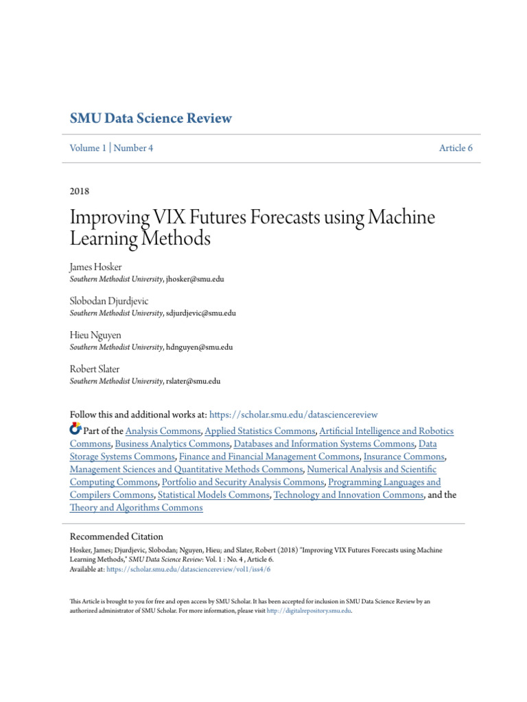 Forecasting VIX Futures Using Machine Learning | PDF | Vix | Mean ...