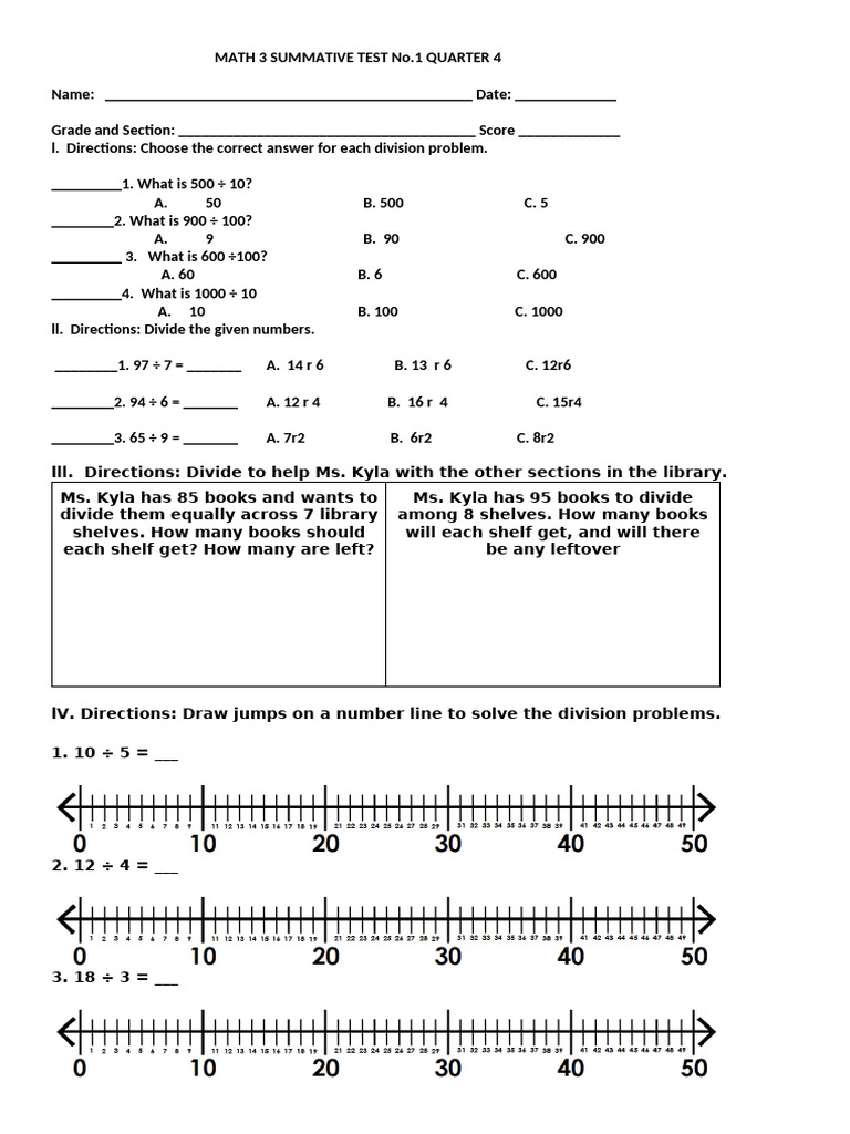 q4 Math 1st Summative Test | PDF | Mathematics | Arithmetic