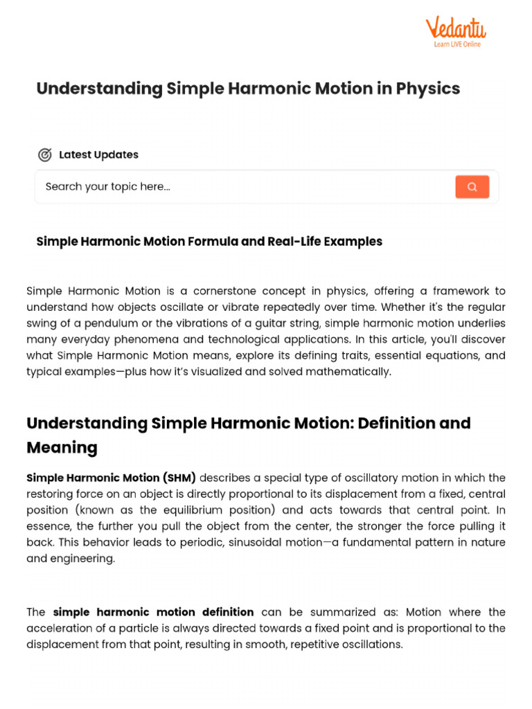 Understanding Simple Harmonic Motion in Physics | PDF