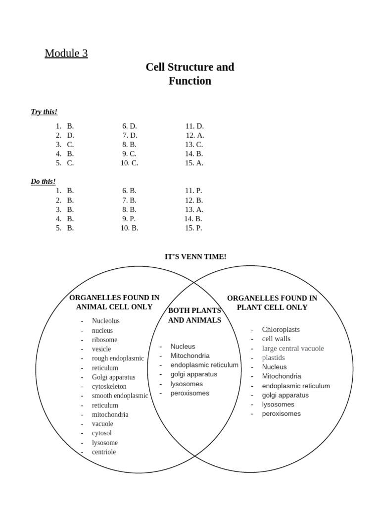 Biology (M3) Cell Structure and Function - ALMASIN | PDF | Cell ...