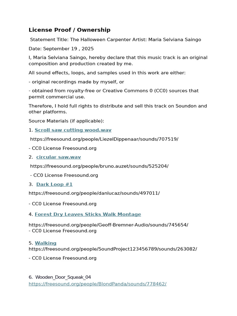 License Proof The Halloween Carpenter | PDF