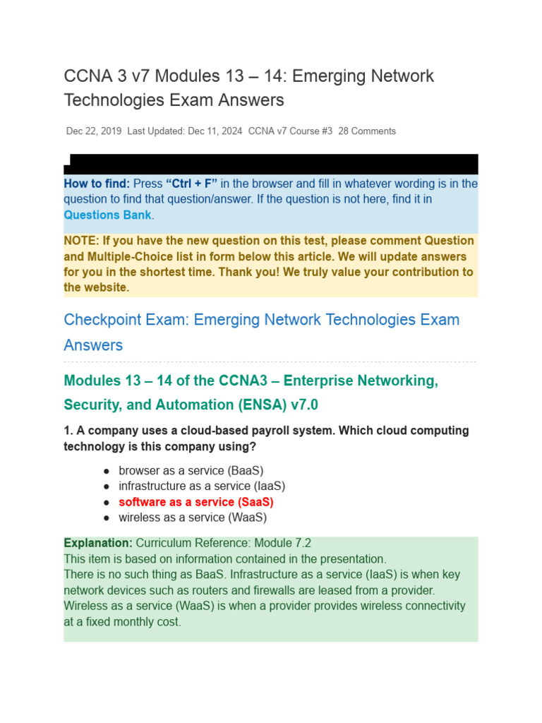 CCNA 3 v7 Modules 13 - 14 - Emerging Network Technologies | PDF ...