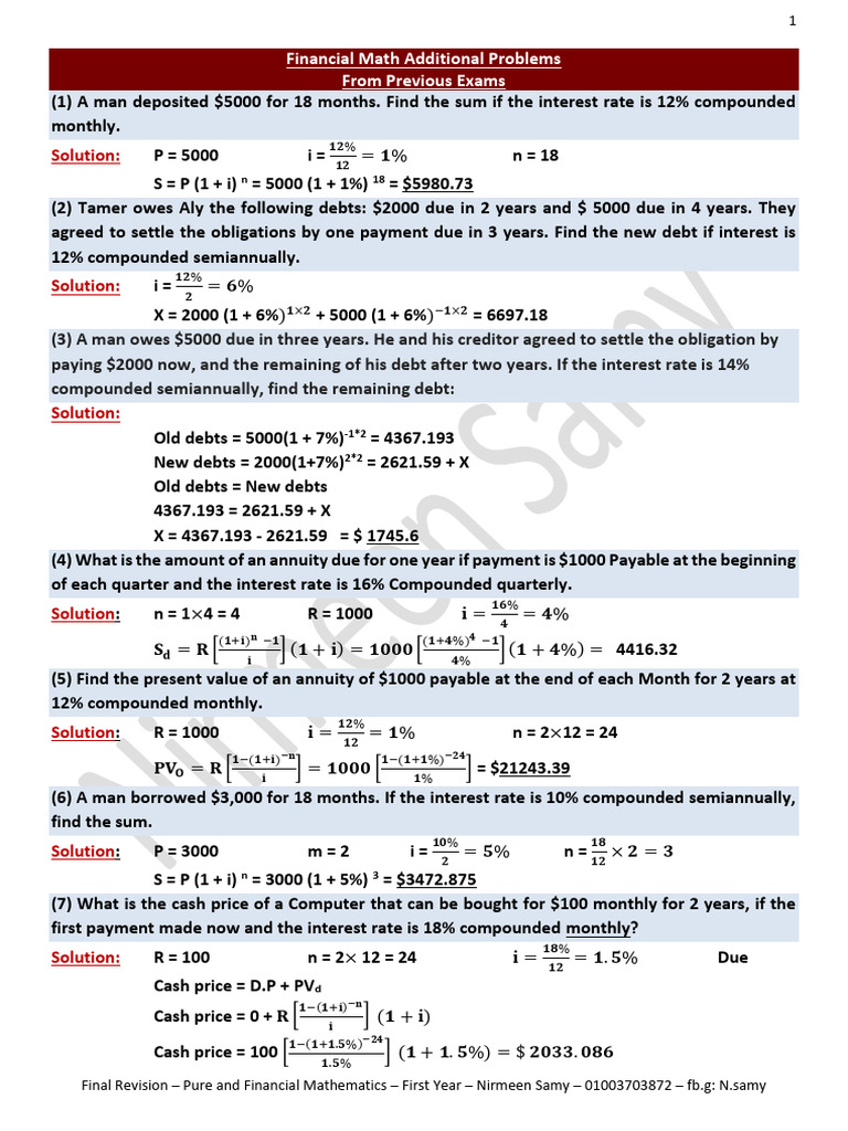Math Final Rev Part 2 | PDF | Present Value | Interest