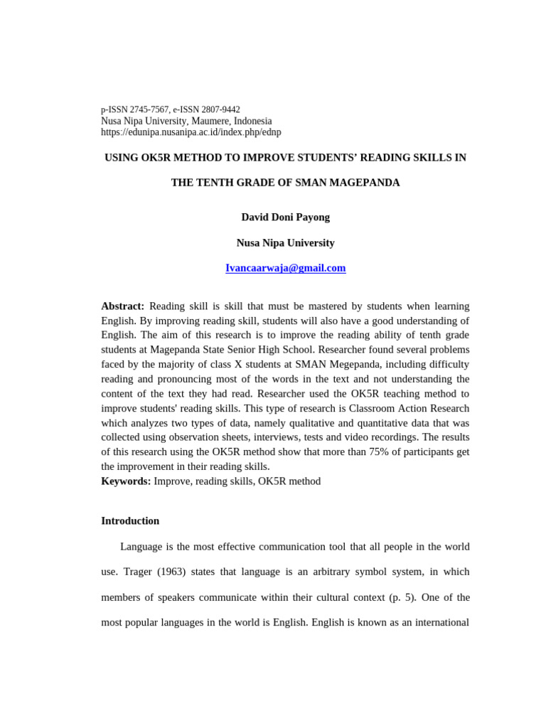 Article-David Doni Payong | PDF | Methodology | Qualitative Research
