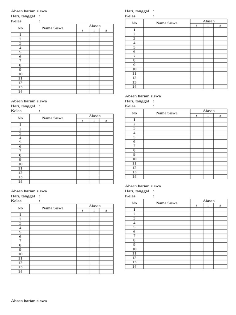 Absen Harian Siswa | PDF