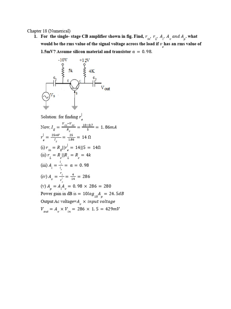 BJT Numerical | PDF | Bipolar Junction Transistor | Amplifier
