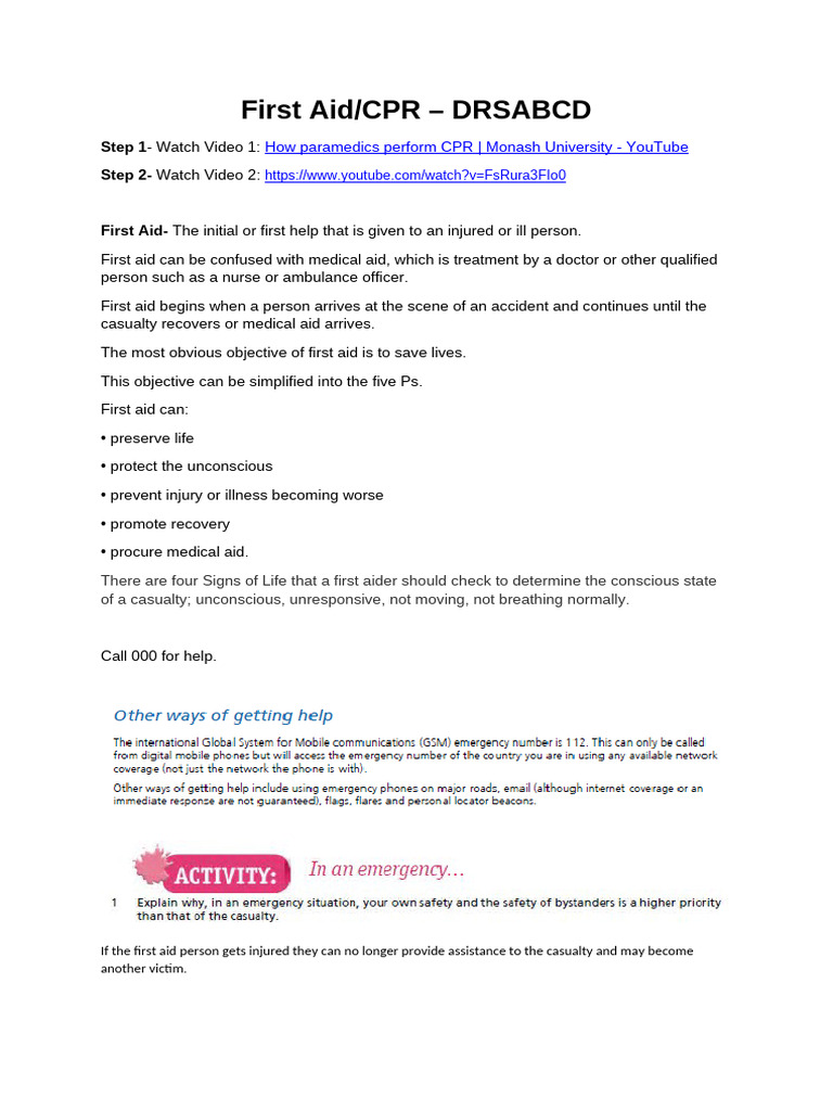 First Aid CPR Drsabcd | PDF