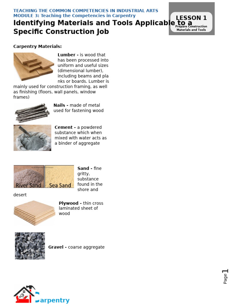 Identifying Materials and Tools Applicable to A | PDF | Foot (Unit) | Area