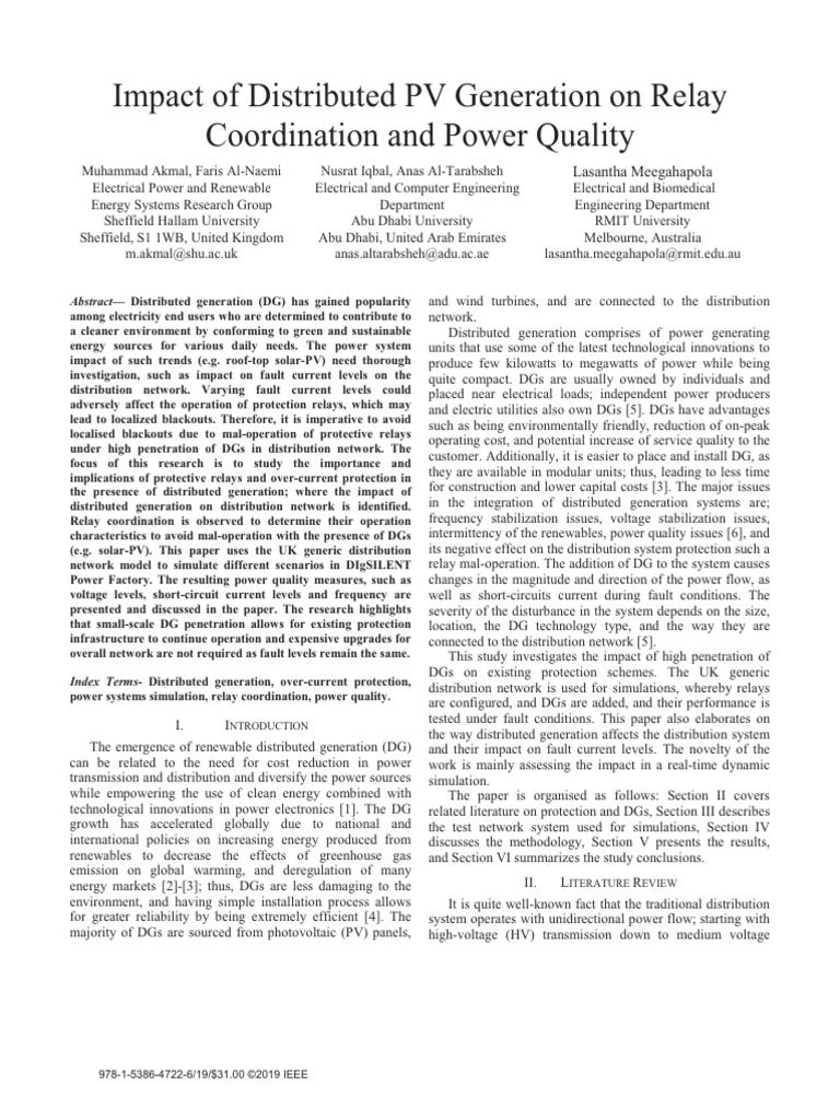 Impact of Distributed PV Generation on Relay Coordination and Power ...
