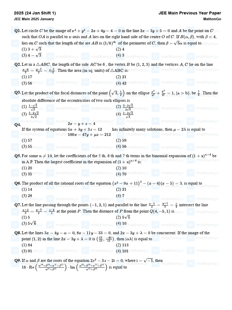 Jee Main 2025 24 Jan Shift 1 | PDF | Atmosphere Of Earth | Physical ...