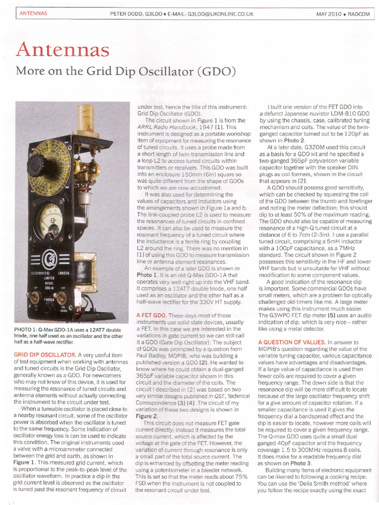 Grid Dip Oscillator | PDF | Inductor | Manufactured Goods