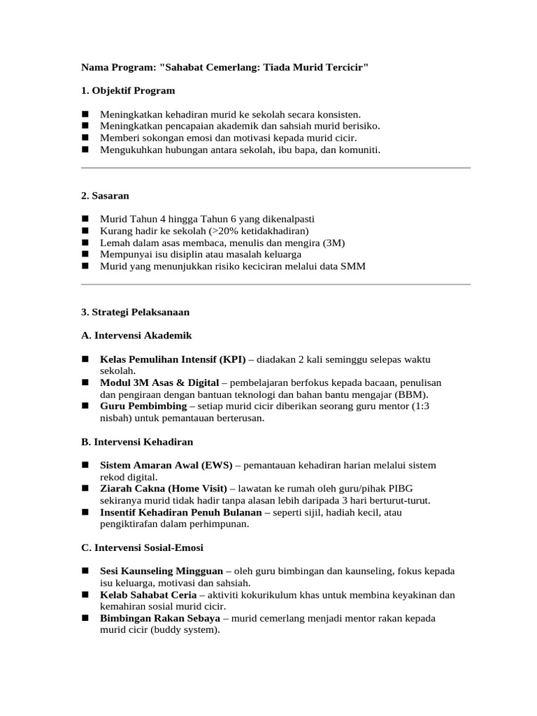 Program Murid Cicir | PDF