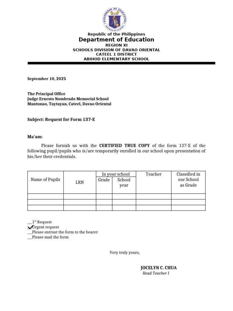 Request Form 137 e | PDF