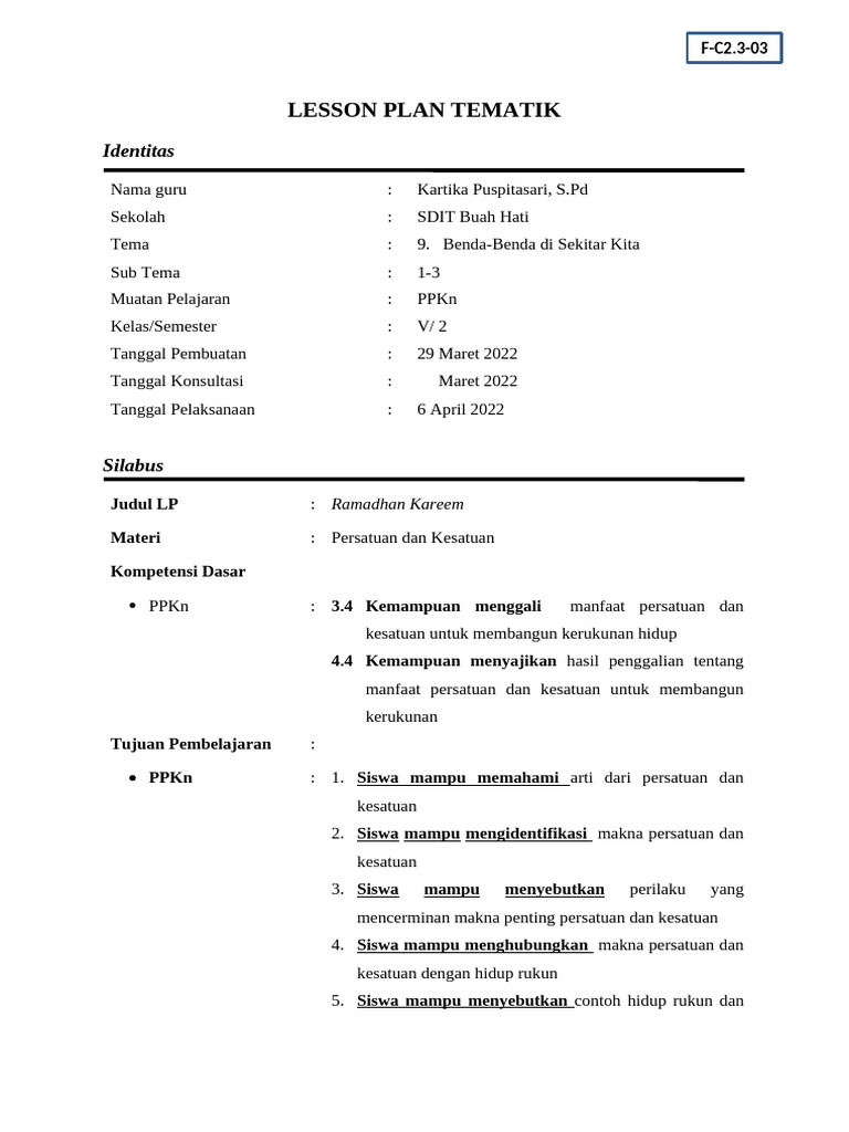 Lesson Plan Tema 9 | PDF