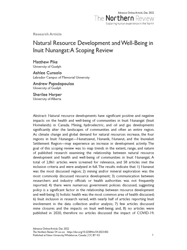 Natural Resource Development A | PDF | Inuit | Systematic Review