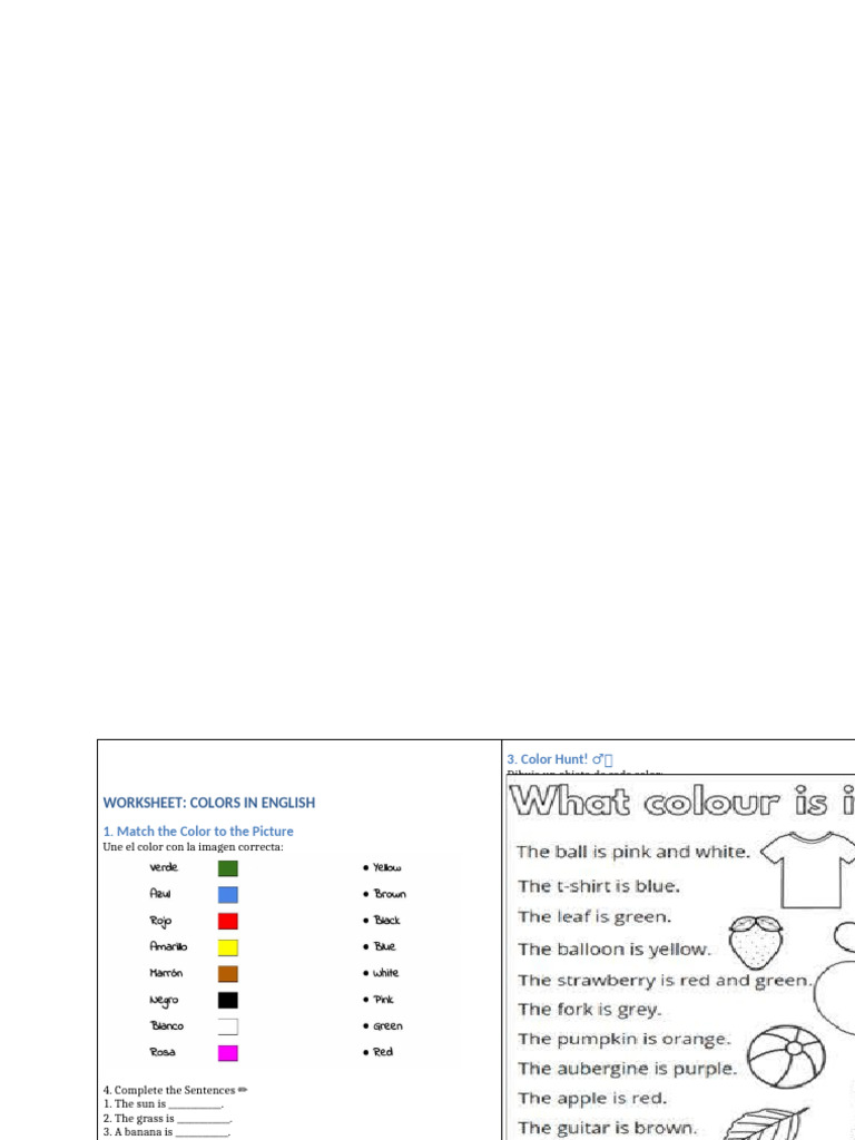 Worksheet Colors English FULL | PDF