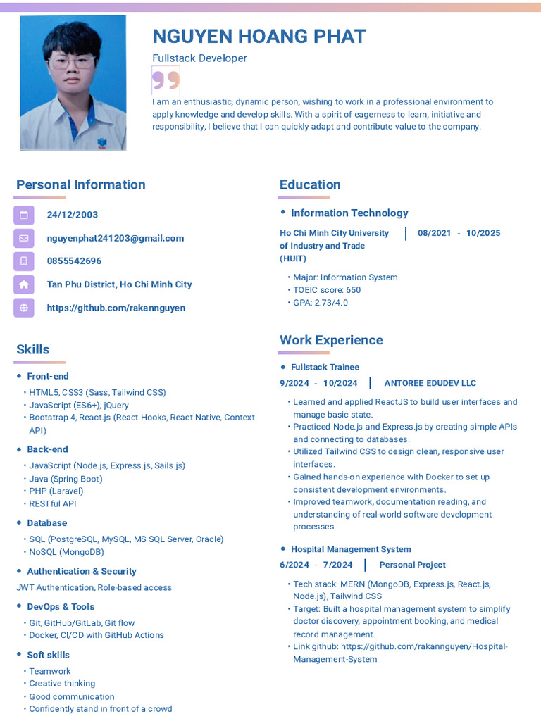 Nguyen Hoang Phat Fullstack | PDF | Java Script | Computing