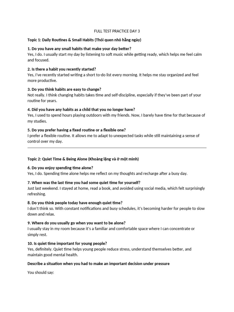 Full Test Practice Day 3 | PDF | Decision Making | Psychological Resilience