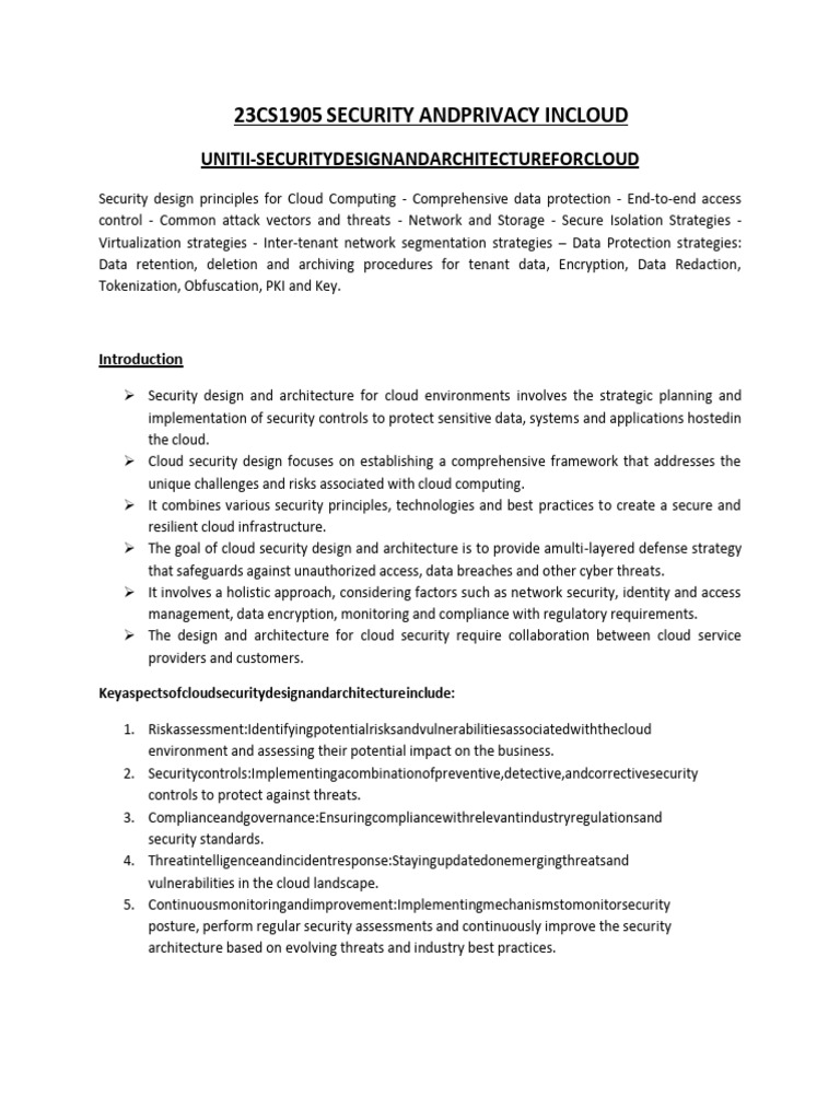 21CS1907 SPC Notes Unit - 2 | PDF | Desktop Virtualization | Security