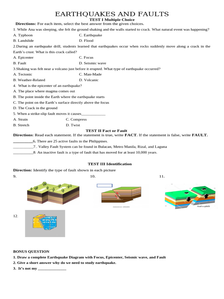 Earthquake Quiz | PDF